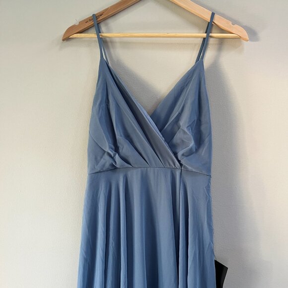 Lulus All About Love Slate Blue Maxi Dress Lined Formal Chiffon NEW Small - Picture 3 of 5